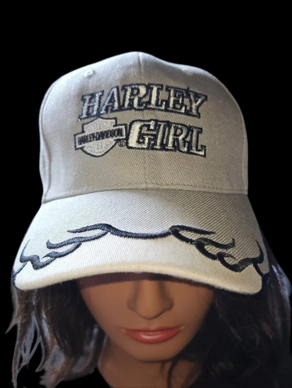 Harley-Davidson Grey Harley Girl Cap with Black Embroidered Flames